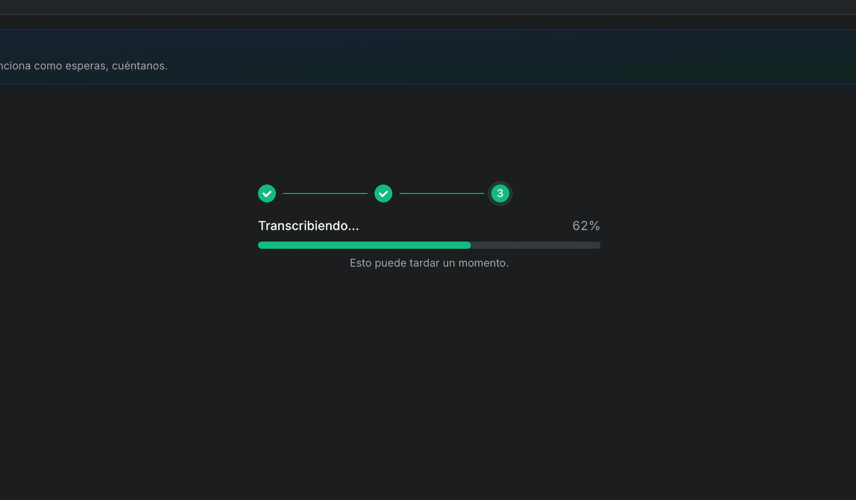 TranscribeGo che elabora una trascrizione di un video di YouTube